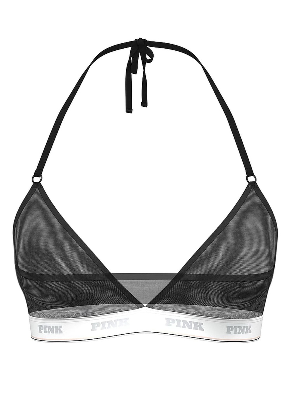 PINK Victoria's Secret Black Mesh Triangle Bralette Size Large NWT
